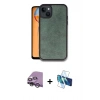 MARSİLYAN™- iPhone 14 Kılıf Kıvılcım Işık Serisi - Siyah 3D Antistatik Cam Ekran Koruyucu + Raze Metal Kamera Lens - GS