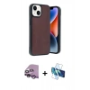 MARSİLYAN™- iPhone 14 Kılıf Kıvılcım Işık Serisi - Siyah 3D Antistatik Cam Ekran Koruyucu + Raze Metal Kamera Lens - MR