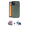 MARSİLYAN™- iPhone 14 Kılıf Kıvılcım Işık Serisi - Siyah 3D Antistatik Cam Ekran Koruyucu + Raze Metal Kamera Lens - MR