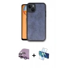 MARSİLYAN™- iPhone 14 Kılıf Kıvılcım Işık Serisi - Siyah 3D Antistatik Cam Ekran Koruyucu + Raze Metal Kamera Lens - MR
