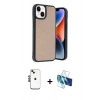 MARSİLYAN™- iPhone 14 Kılıf Kıvılcım Işık Serisi - Siyah 3D Antistatik Cam Ekran Koruyucu + Shine Kamera Lens - SH