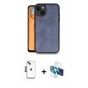 MARSİLYAN™- iPhone 14 Kılıf Kıvılcım Işık Serisi - Siyah 3D Antistatik Cam Ekran Koruyucu + Shine Kamera Lens - SH