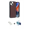 MARSİLYAN™- iPhone 14 Kılıf Kıvılcım Işık Serisi - Siyah 3D Antistatik Cam Ekran Koruyucu + Diamond Kamera Lens - YL
