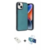 MARSİLYAN™- iPhone 14 Kılıf Kıvılcım Işık Serisi - Siyah 3D Antistatik Cam Ekran Koruyucu + Diamond Kamera Lens - YL