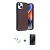 MARSİLYAN™- iPhone 14 Kılıf Kıvılcım Işık Serisi - Siyah 3D Antistatik Hayalet Cam Ekran Koruyucu + Diamond Kamera Lens - PE