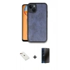 MARSİLYAN™- iPhone 14 Kılıf Kıvılcım Işık Serisi - Siyah 3D Antistatik Hayalet Cam Ekran Koruyucu + Diamond Kamera Lens - KI