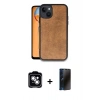MARSİLYAN™- iPhone 14 Kılıf Kıvılcım Işık Serisi - Siyah 3D Antistatik Hayalet Cam Ekran Koruyucu + PVD Metal Kamera Lens - GS