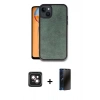 MARSİLYAN™- iPhone 14 Kılıf Kıvılcım Işık Serisi - Siyah 3D Antistatik Hayalet Cam Ekran Koruyucu + PVD Metal Kamera Lens - PE