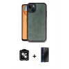 MARSİLYAN™- iPhone 14 Kılıf Kıvılcım Işık Serisi - Siyah 3D Antistatik Hayalet Cam Ekran Koruyucu + PVD Metal Kamera Lens - GS