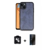 MARSİLYAN™- iPhone 14 Kılıf Kıvılcım Işık Serisi - Siyah 3D Antistatik Hayalet Cam Ekran Koruyucu + PVD Metal Kamera Lens - GS