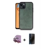 MARSİLYAN™- iPhone 14 Kılıf Kıvılcım Işık Serisi - Siyah 3D Antistatik Hayalet Cam Ekran Koruyucu + Raze Metal Kamera Lens - KI