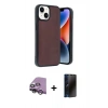 MARSİLYAN™- iPhone 14 Kılıf Kıvılcım Işık Serisi - Siyah 3D Antistatik Hayalet Cam Ekran Koruyucu + Raze Metal Kamera Lens - GS