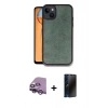MARSİLYAN™- iPhone 14 Kılıf Kıvılcım Işık Serisi - Siyah 3D Antistatik Hayalet Cam Ekran Koruyucu + Raze Metal Kamera Lens - GS