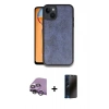 MARSİLYAN™- iPhone 14 Kılıf Kıvılcım Işık Serisi - Siyah 3D Antistatik Hayalet Cam Ekran Koruyucu + Raze Metal Kamera Lens - GS