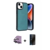 MARSİLYAN™- iPhone 14 Kılıf Kıvılcım Işık Serisi - Siyah 3D Antistatik Hayalet Cam Ekran Koruyucu + Raze Metal Kamera Lens - GS