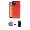MARSİLYAN™- iPhone 14 Kılıf Kıvılcım Işık Serisi - Siyah 3D Antistatik Hayalet Cam Ekran Koruyucu + Raze Metal Kamera Lens - GS