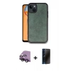 MARSİLYAN™- iPhone 14 Kılıf Kıvılcım Işık Serisi - Siyah 3D Antistatik Hayalet Cam Ekran Koruyucu + Raze Metal Kamera Lens - SH
