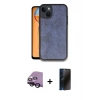 MARSİLYAN™- iPhone 14 Kılıf Kıvılcım Işık Serisi - Siyah 3D Antistatik Hayalet Cam Ekran Koruyucu + Raze Metal Kamera Lens - SH