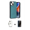 MARSİLYAN™- iPhone 14 Kılıf Kıvılcım Işık Serisi - Siyah 3D Antistatik Hayalet Cam Ekran Koruyucu + Shine Kamera Lens - GD