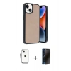 MARSİLYAN™- iPhone 14 Kılıf Kıvılcım Işık Serisi - Siyah 3D Antistatik Hayalet Cam Ekran Koruyucu + Shine Kamera Lens - GS