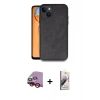 MARSİLYAN™- iPhone 14 Kılıf Kıvılcım Işık Serisi - Siyah Bilvis 3D Mat Cam Ekran Koruyucu + Kırmızı Raze Metal Kamera Lens