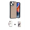 MARSİLYAN™- iPhone 14 Kılıf Kıvılcım Işık Serisi - Siyah Bilvis 3D Mat Cam Ekran Koruyucu + Shine Kamera Lens - KI