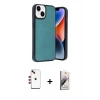 MARSİLYAN™- iPhone 14 Kılıf Kıvılcım Işık Serisi - Siyah Bilvis 3D Mat Cam Ekran Koruyucu + Shine Kamera Lens - KI