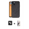 MARSİLYAN™- iPhone 14 Kılıf Kıvılcım Işık Serisi - Siyah Bilvis 3D Mat Cam Ekran Koruyucu + PVD Metal Kamera Lens - PE