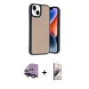 MARSİLYAN™- iPhone 14 Kılıf Kıvılcım Işık Serisi - Siyah Bilvis 3D Mat Cam Ekran Koruyucu + Raze Metal Kamera Lens - SH