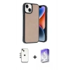 MARSİLYAN™- iPhone 14 Kılıf Kıvılcım Işık Serisi - Siyah Bilvis 5in1 3D Magic Cam Ekran Koruyucu + Shine Kamera Lens - GI