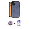 MARSİLYAN™- iPhone 14 Kılıf Kıvılcım Işık Serisi - Siyah Bilvis 5in1 3D Magic Cam Ekran Koruyucu + Mor Raze Metal Kamera Lens
