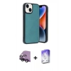 MARSİLYAN™- iPhone 14 Kılıf Kıvılcım Işık Serisi - Siyah Bilvis 5in1 3D Magic Cam Ekran Koruyucu + Raze Metal Kamera Lens - SH