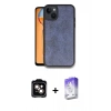 MARSİLYAN™- iPhone 14 Kılıf Kıvılcım Işık Serisi - Siyah Bilvis 5in1 3D Magic Cam Ekran Koruyucu + Turuncu PVD Metal Kamera Lens