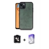 MARSİLYAN™- iPhone 14 Kılıf Kıvılcım Işık Serisi - Siyah Bilvis 5in1 3D Magic Cam Ekran Koruyucu + Turuncu PVD Metal Kamera Lens
