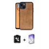 MARSİLYAN™- iPhone 14 Kılıf Kıvılcım Işık Serisi - Siyah Bilvis 5in1 3D Magic Cam Ekran Koruyucu + Turuncu PVD Metal Kamera Lens