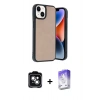 MARSİLYAN™- iPhone 14 Kılıf Kıvılcım Işık Serisi - Siyah Bilvis 5in1 3D Magic Cam Ekran Koruyucu + PVD Metal Kamera Lens - YL