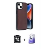 MARSİLYAN™- iPhone 14 Kılıf Kıvılcım Işık Serisi - Siyah Bilvis 5in1 5D Magic Hayalet Cam Ekran Koruyucu + PVD Metal Kamera Lens - YL