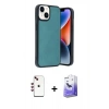 MARSİLYAN™- iPhone 14 Kılıf Kıvılcım Işık Serisi - Siyah Bilvis 5in1 5D Magic Hayalet Cam Ekran Koruyucu + Shine Kamera Lens - KI