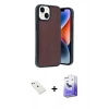MARSİLYAN™- iPhone 14 Kılıf Kıvılcım Işık Serisi - Siyah Bilvis 5in1 5D Magic Hayalet Cam Ekran Koruyucu + Diamond Kamera Lens - PE
