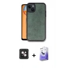 MARSİLYAN™- iPhone 14 Kılıf Kıvılcım Işık Serisi - Siyah Bilvis 5in1 5D Magic Hayalet Cam Ekran Koruyucu + PVD Metal Kamera Lens - PE
