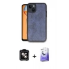 MARSİLYAN™- iPhone 14 Kılıf Kıvılcım Işık Serisi - Siyah Bilvis 5in1 5D Magic Hayalet Cam Ekran Koruyucu + Turuncu PVD Metal Kamera Lens