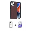 MARSİLYAN™- iPhone 14 Kılıf Kıvılcım Işık Serisi - Siyah Bilvis 5in1 5D Magic Hayalet Cam Ekran Koruyucu + Gümüş Shine Kamera Lens