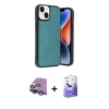 MARSİLYAN™- iPhone 14 Kılıf Kıvılcım Işık Serisi - Siyah Bilvis 5in1 5D Magic Hayalet Cam Ekran Koruyucu + Raze Metal Kamera Lens - GS