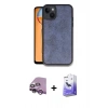 MARSİLYAN™- iPhone 14 Kılıf Kıvılcım Işık Serisi - Siyah Bilvis 5in1 5D Magic Hayalet Cam Ekran Koruyucu + Mor Raze Metal Kamera Lens