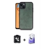 MARSİLYAN™- iPhone 14 Kılıf Kıvılcım Işık Serisi - Siyah Bilvis 5in1 5D Magic Hayalet Cam Ekran Koruyucu + PVD Metal Kamera Lens - YL