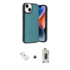 MARSİLYAN™- iPhone 14 Kılıf Kıvılcım Işık Serisi - Siyah Bilvis Hayalet Cam Ekran Koruyucu + Diamond Kamera Lens - SABE