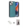 MARSİLYAN™- iPhone 14 Kılıf Kıvılcım Işık Serisi - Siyah Bilvis Hayalet Cam Ekran Koruyucu + Diamond Kamera Lens - YL