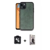 MARSİLYAN™- iPhone 14 Kılıf Kıvılcım Işık Serisi - Siyah Bilvis Hayalet Cam Ekran Koruyucu + PVD Metal Kamera Lens - YL