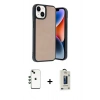 MARSİLYAN™- iPhone 14 Kılıf Kıvılcım Işık Serisi - Siyah Bilvis Hayalet Cam Ekran Koruyucu + Shine Kamera Lens - YL