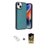 MARSİLYAN™- iPhone 14 Kılıf Kıvılcım Işık Serisi - Siyah Buffer Cam Ekran Koruyucu + Diamond Kamera Lens - PE